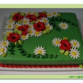 206. Marcipánový slavnostní dort s květinami