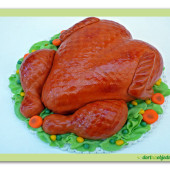 18.Marcipánový modelovaný dort 3D – pečené kuřátko se zeleninou