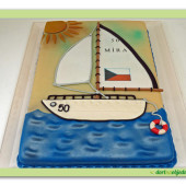 660. Marcipánový dort s dekorem plachetnice