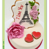 548. Valentýnský dort – Eiffelovka s růží