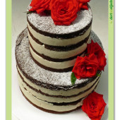 570. Svatební dort  – “Naháč”  s květy
